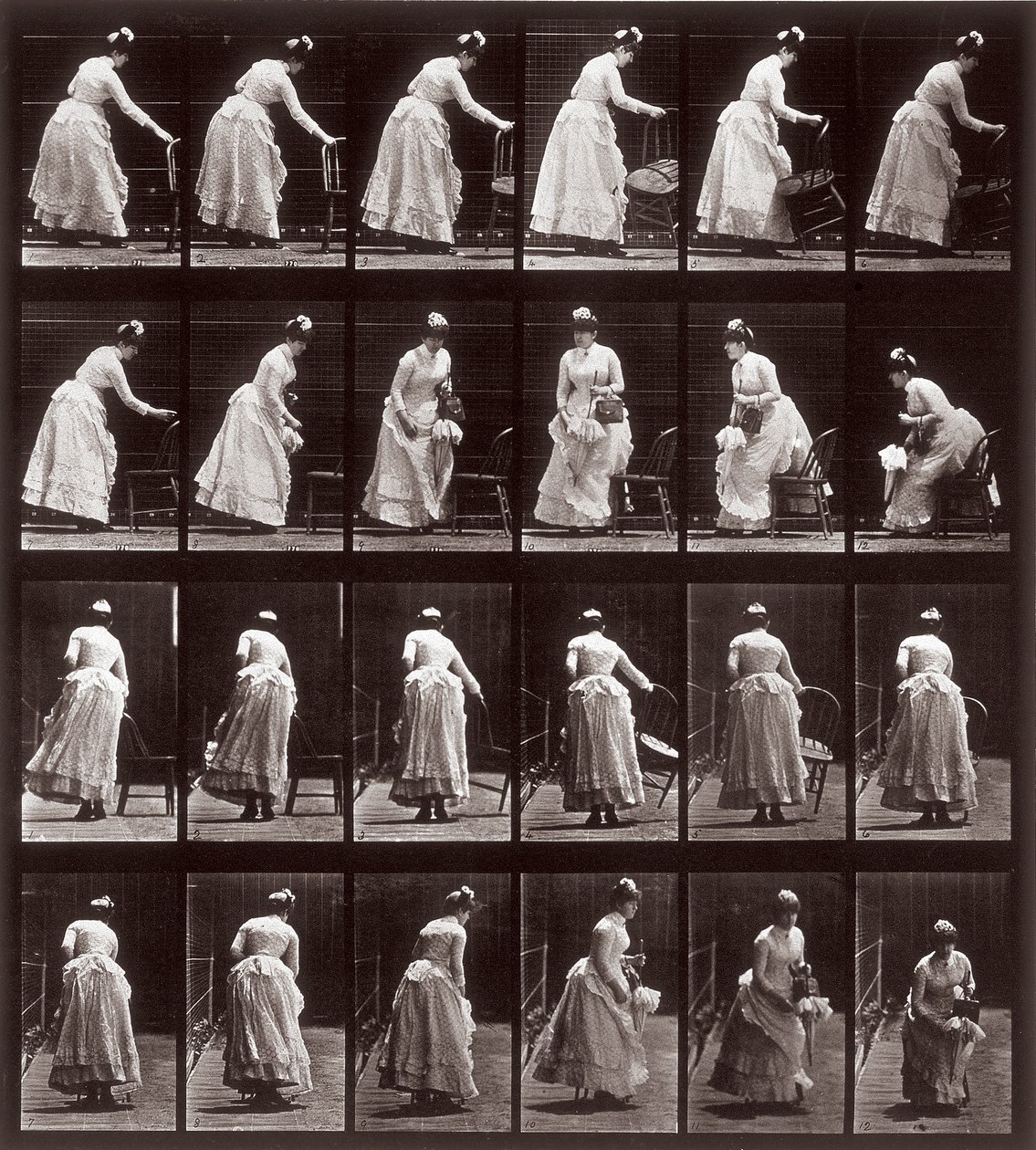 Animal Locomotion, plade 265: sekvens med en kvinde siddende, 1887 (fotomekanisk tryk) af Eadweard Muybridge