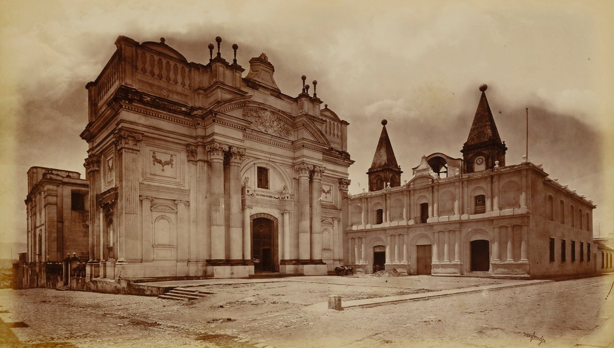 San Francisco-kirken og postkontoret, Guatemala af Eadweard Muybridge