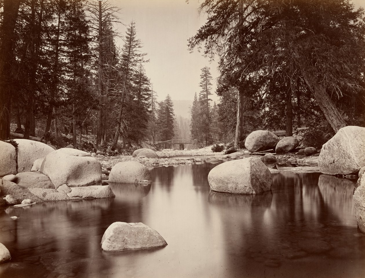 Clark  Moore, Merced-floden, Yosemite af Eadweard Muybridge