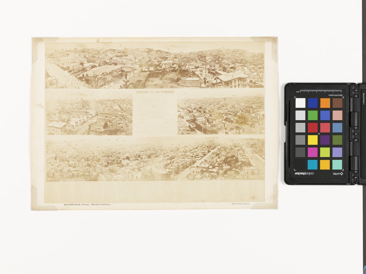 Nøgle til Panorama of San Francisco, fra California Street Hill af Eadweard Muybridge