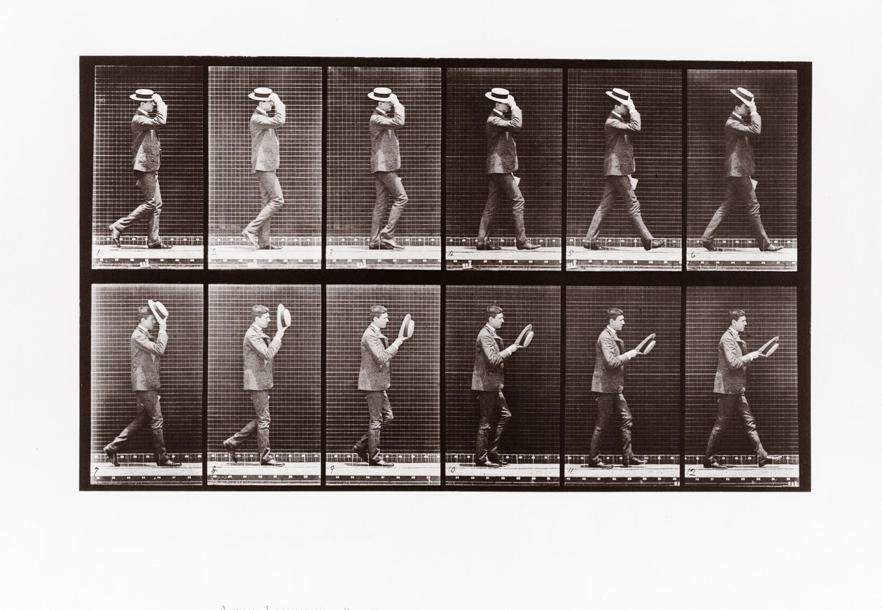 Mand afgiver sin sejler, Plade 44 fra Animal Locomotion, 1887 af Eadweard Muybridge