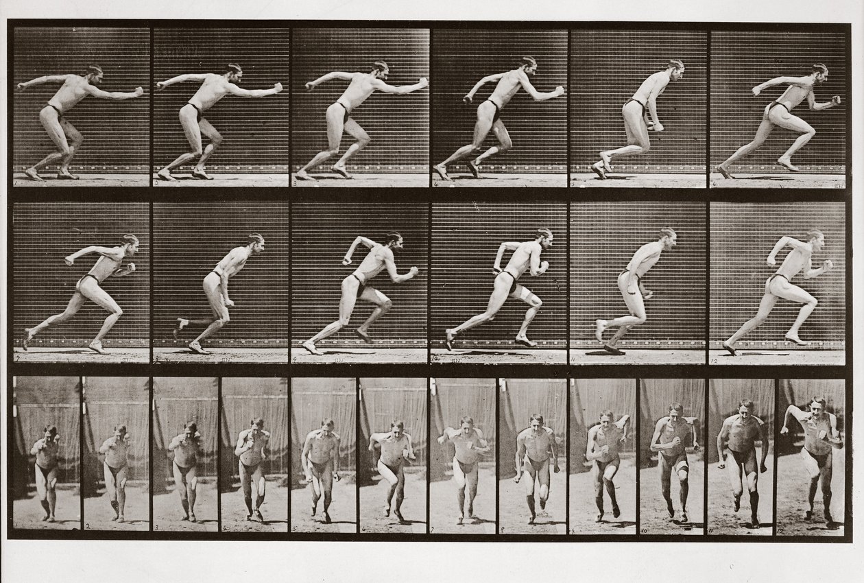 Mand løber, plade 59 fra Animal Locomotion, 1887 af Eadweard Muybridge