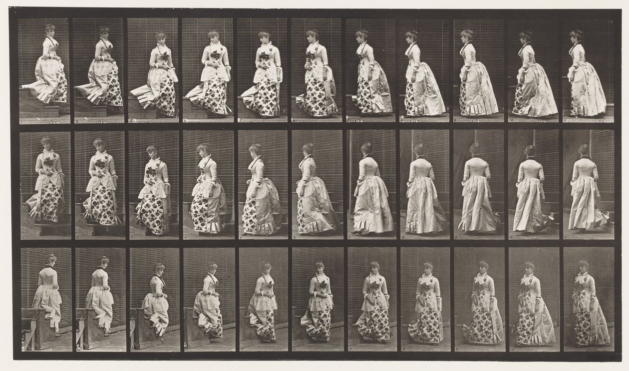 Tavle 139. Drejning af nedadgående trapper, 1885 af Eadweard Muybridge