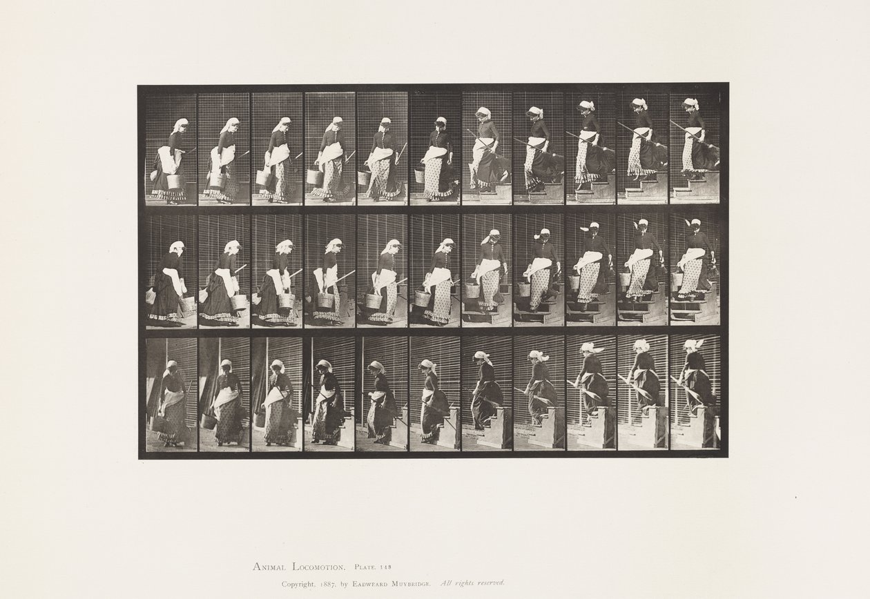 Plade 148. Nedadgående trapper, vende bærespand vand af Eadweard Muybridge