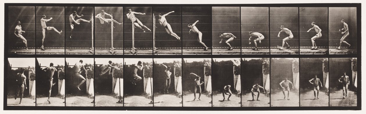 Tallerken 158. Springning; Running Twist High Jump (Sko) af Eadweard Muybridge