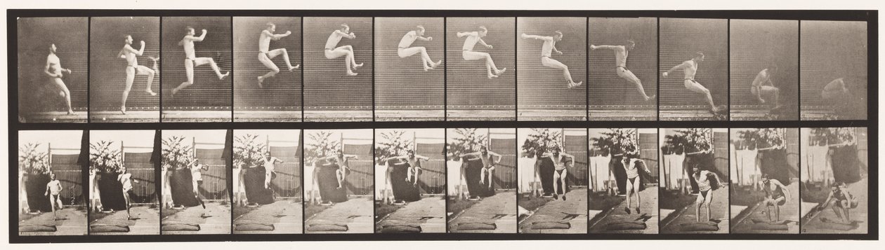 Tallerken 159. Springning; Løb bredt hop (sko) af Eadweard Muybridge