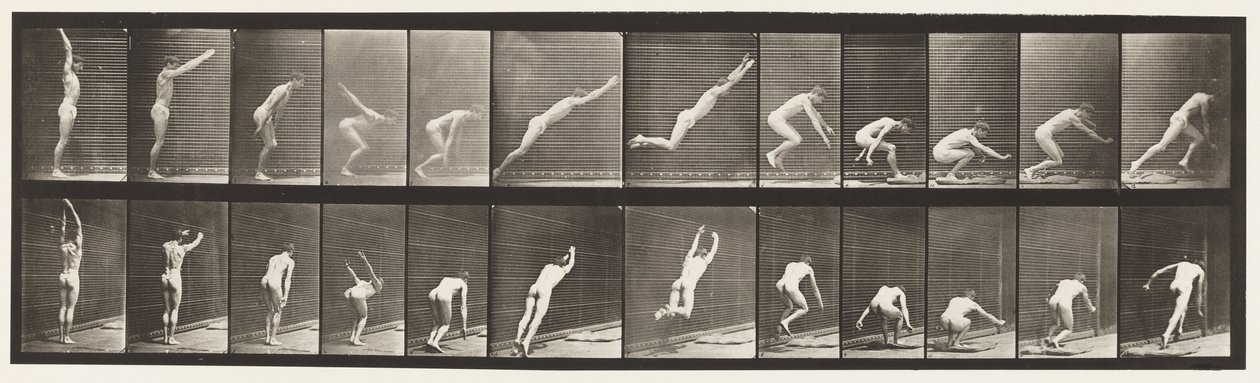 Tallerken 162. Springning; Stående breddespring af Eadweard Muybridge