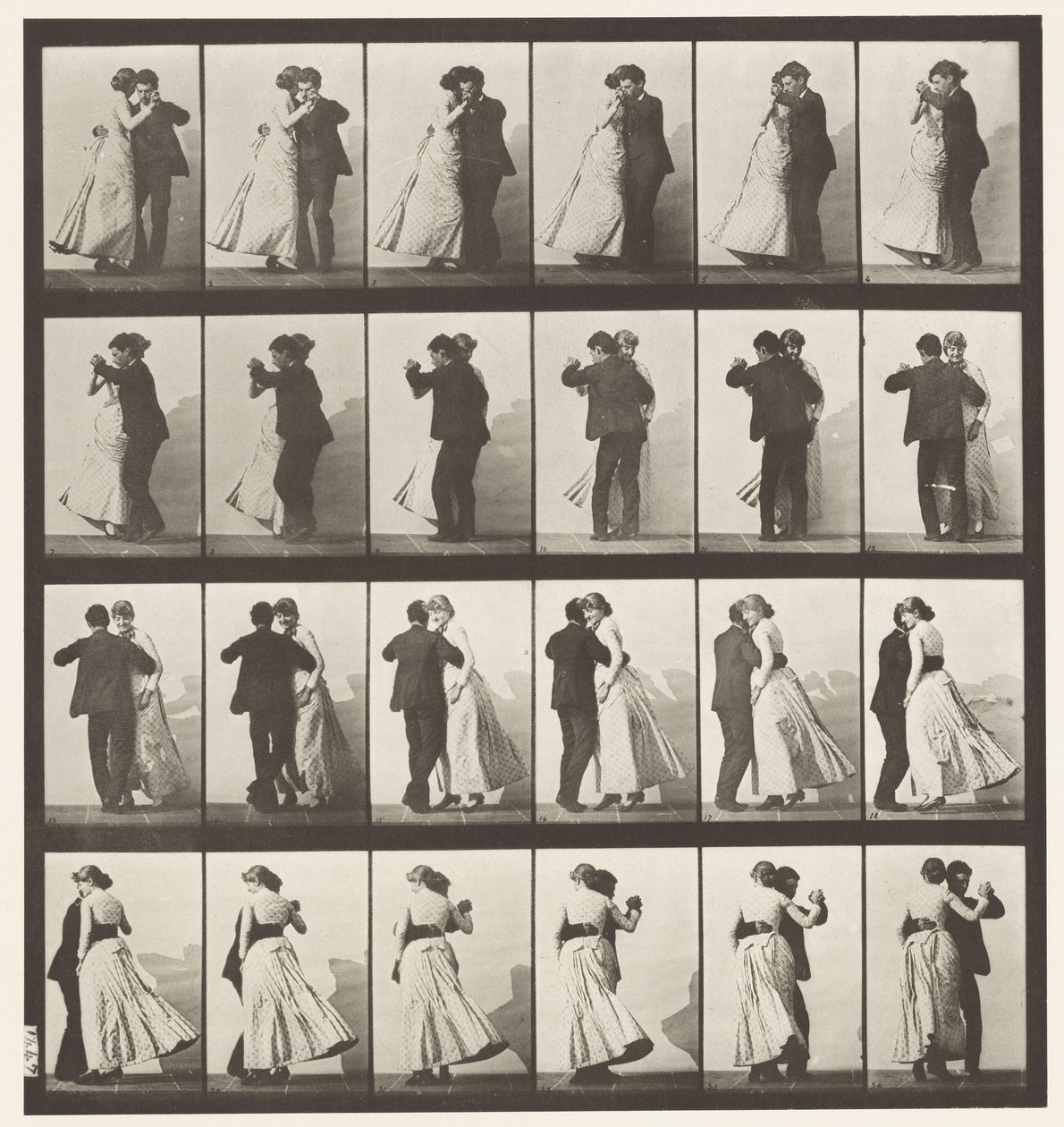 Tavle 197. Dansende vals, to modeller af Eadweard Muybridge