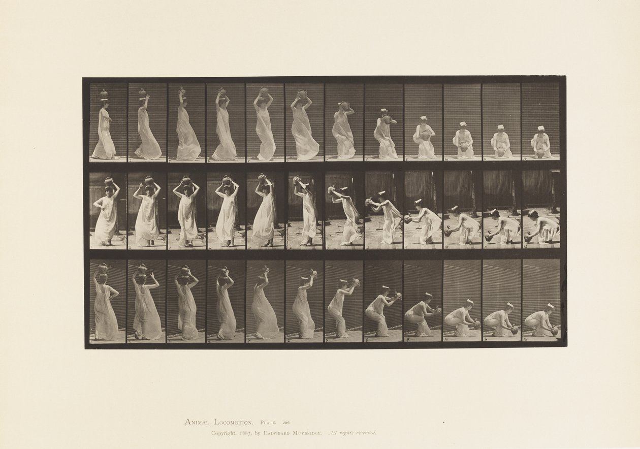 Plade 206. Bære vandbeholder på hovedet, vende og placere det på af Eadweard Muybridge