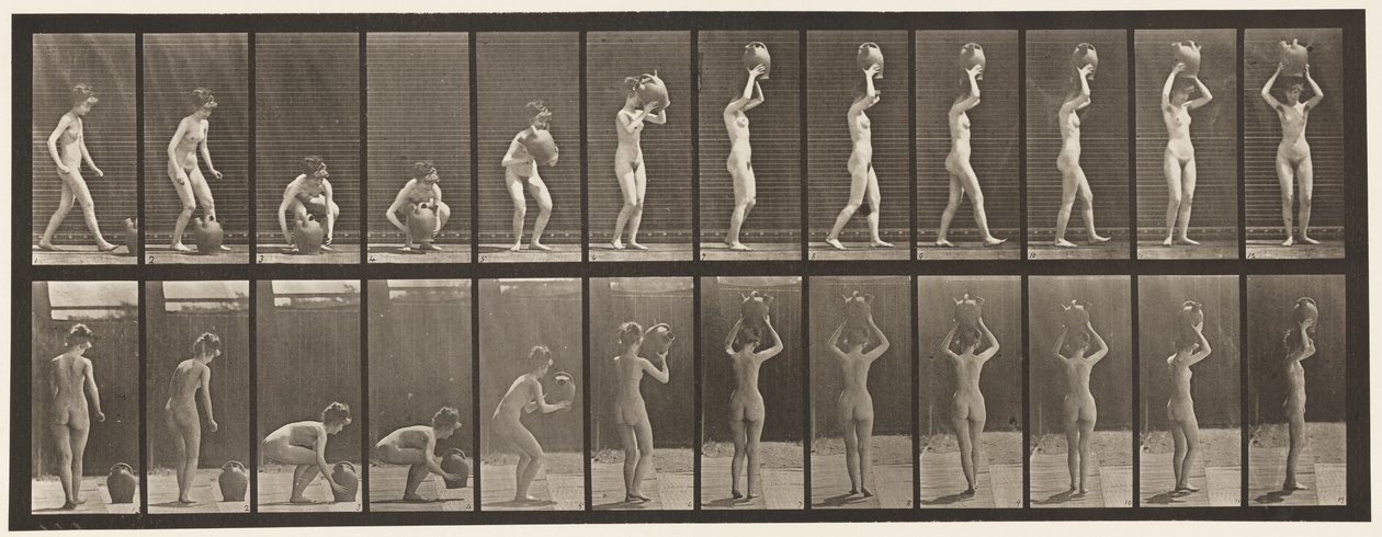 Plade 222. Bøjning og løft af vandkrukken til hovedet og drejning af Eadweard Muybridge