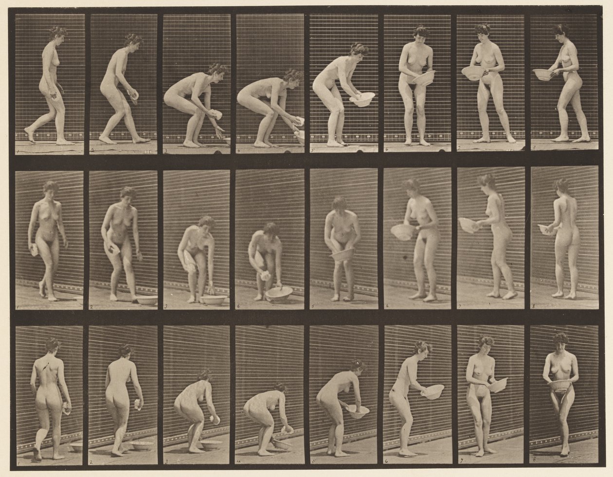 Plade 223. Bøje- og løftebassin, aftørring og drejning, 1872-1885 af Eadweard Muybridge