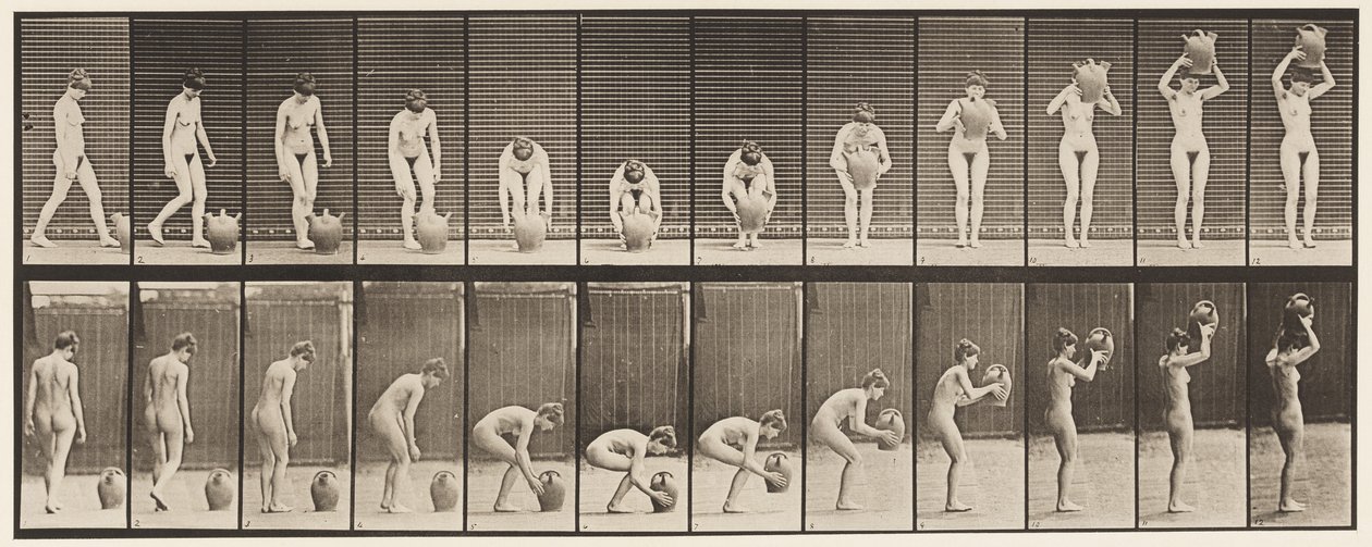 Plade 224. Bøjning og løft af vandkrukken til hovedet af Eadweard Muybridge