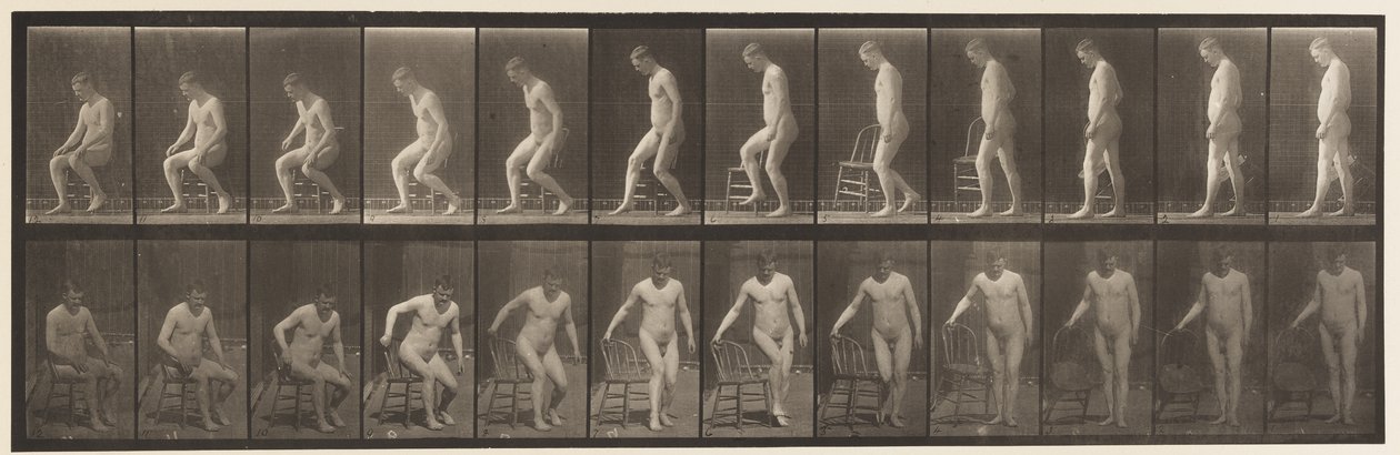 Tavle 236. Placing Diair and Sitting Down, 1885 af Eadweard Muybridge