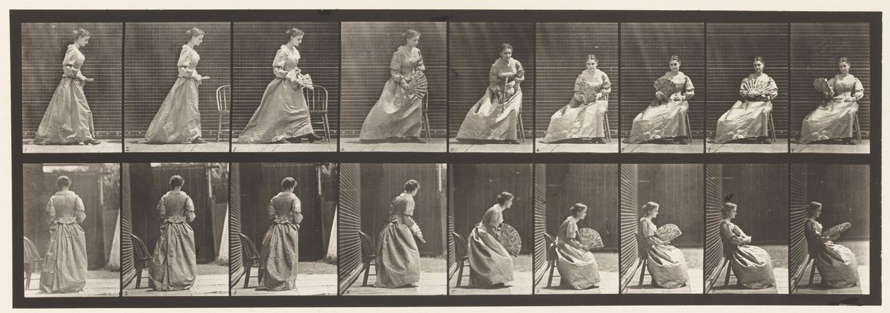 Tallerken 240. At sidde og flirte en vifte af Eadweard Muybridge