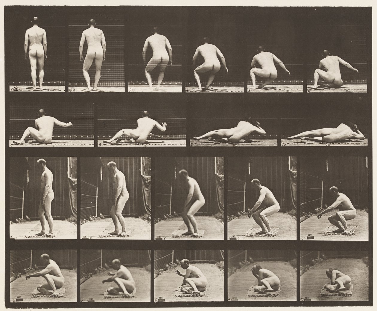 Tavle 257. Liggende på jorden, 1885 af Eadweard Muybridge