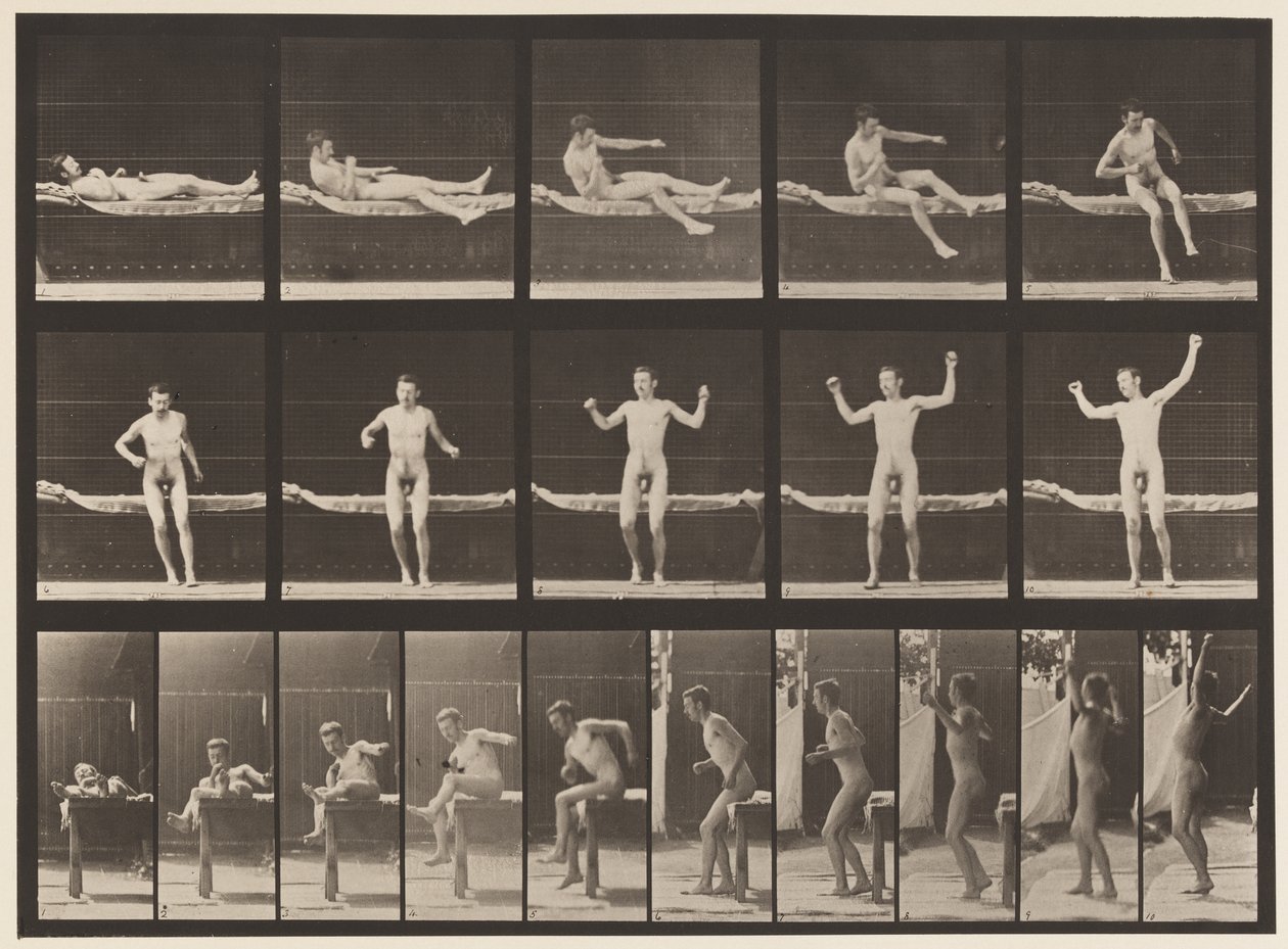 Tavle 260. Opstår fra sofa og strækarme, 1885 af Eadweard Muybridge