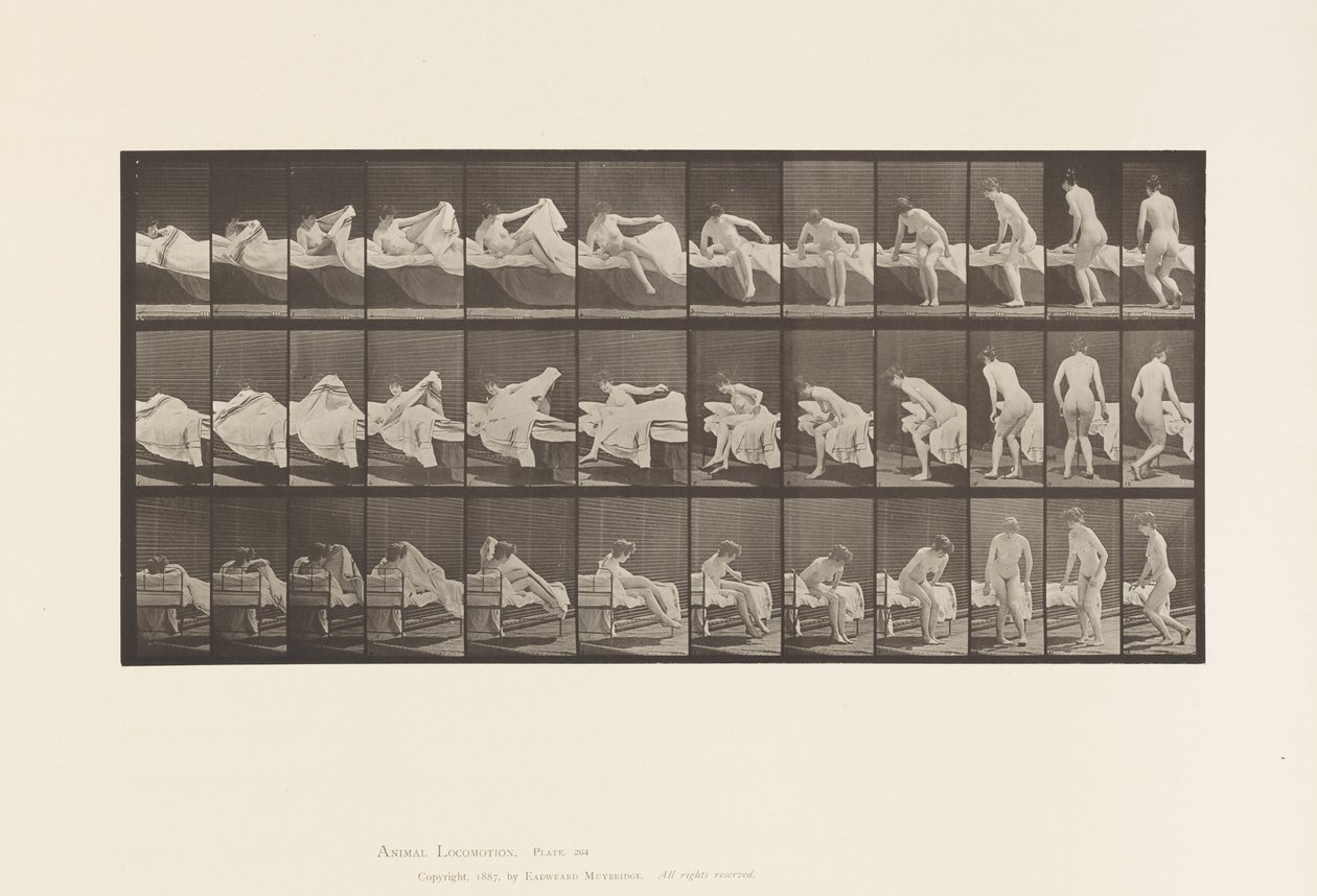 Tallerken 264. At stå ud af sengen og gøre klar til at knæle af Eadweard Muybridge