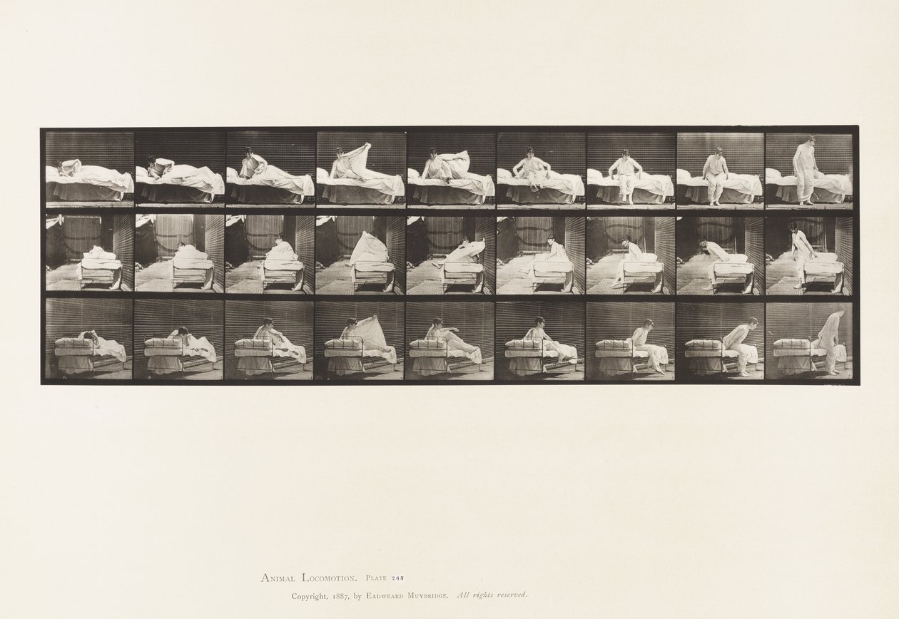 Tallerken 265. At komme ud af sengen og forberede sig på at knæle af Eadweard Muybridge