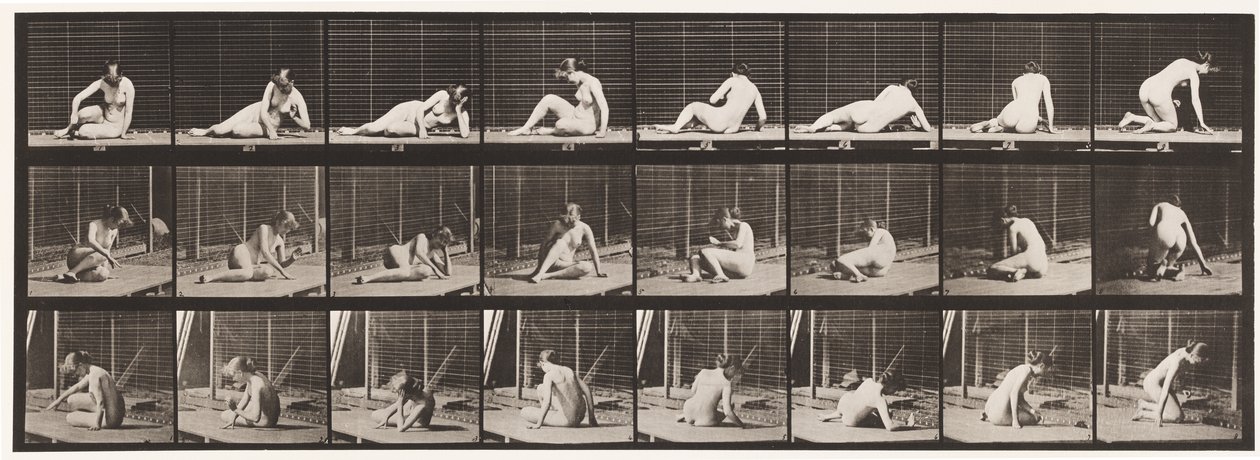 Plade 266. Drejning og ændring af position, mens du stadig er på jorden af Eadweard Muybridge