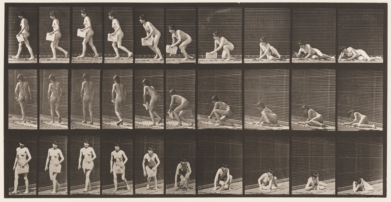 Tavle 269. Opstår fra jorden med avis i venstre hånd, 1872-1885 af Eadweard Muybridge