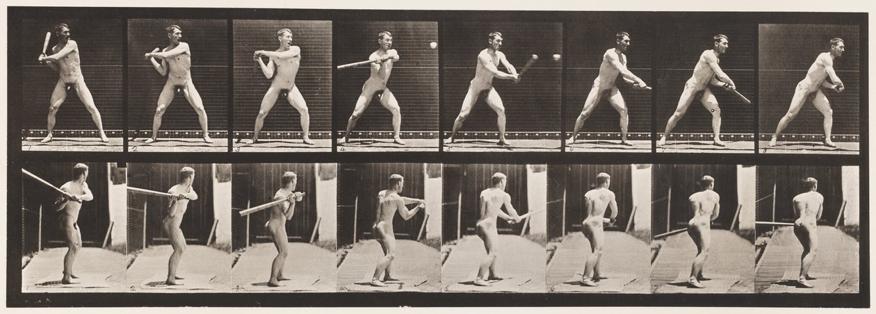 Plade 279.Base-ball; Batting, 1885 af Eadweard Muybridge
