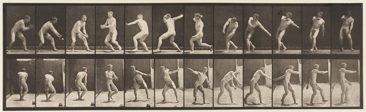 Plade 284.Base-ball; Fangst og Kast, 1885 af Eadweard Muybridge