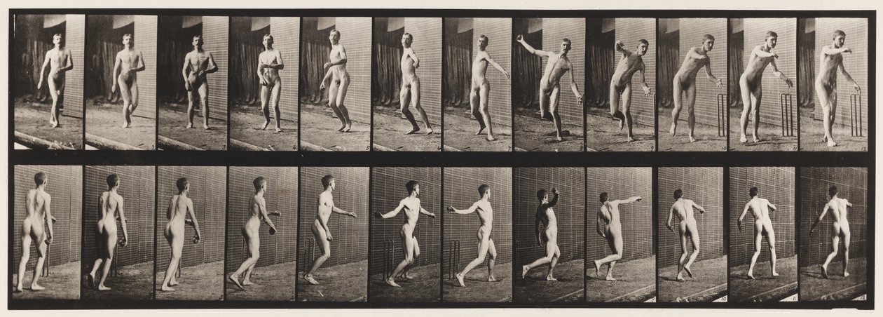 Tallerken 289.Cricket; Round Arm Bowling, 1885 af Eadweard Muybridge