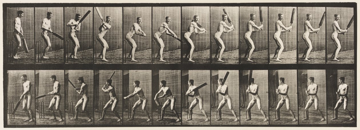 Tallerken 293.Cricket; Batting; Back Cut, 1885 af Eadweard Muybridge