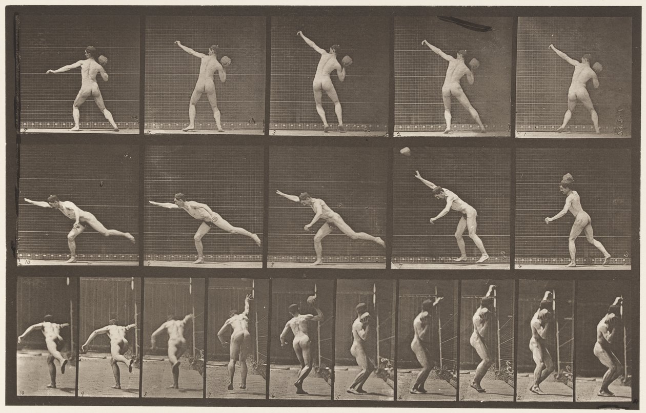 Plade 313. Heaving a 20-lb Rock, 1885 af Eadweard Muybridge