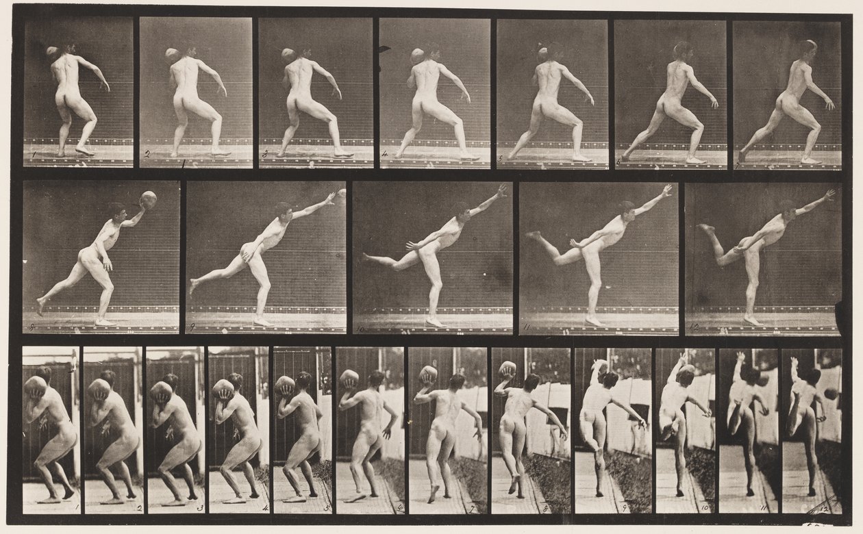 Plade 316. Heaving a 20-lb Rock, 1885 af Eadweard Muybridge