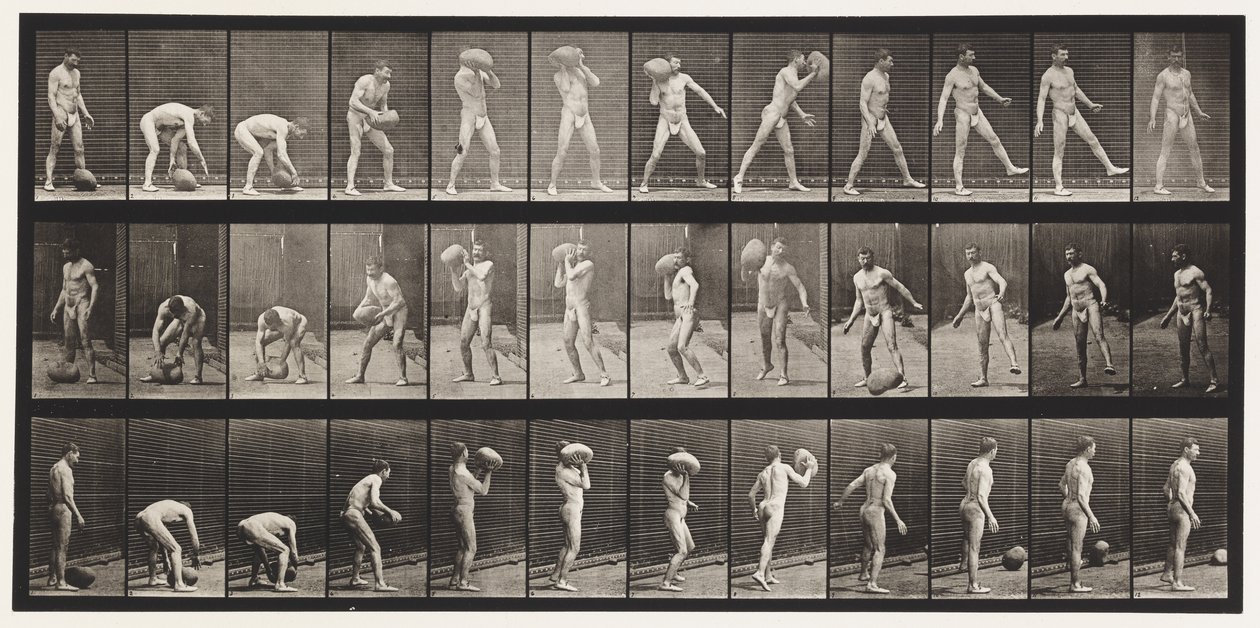 Plade 317. Hæver en 70-lb sten af Eadweard Muybridge