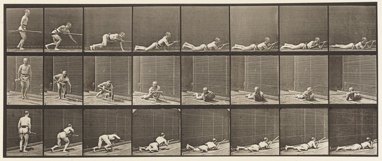 Tavle 357. Liggende udbøjet og skydende af Eadweard Muybridge