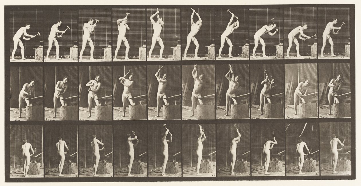 Tavle 378. Smed, Hamring på Ambolt, To Hænder af Eadweard Muybridge