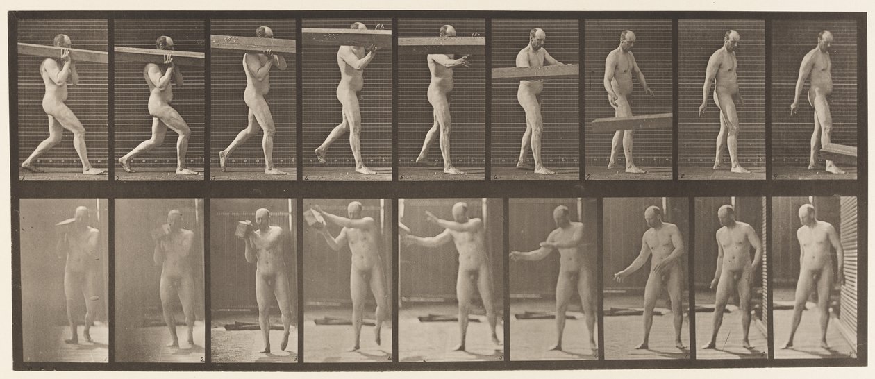 Plade 384. Løfter A Log On Skulder af Eadweard Muybridge