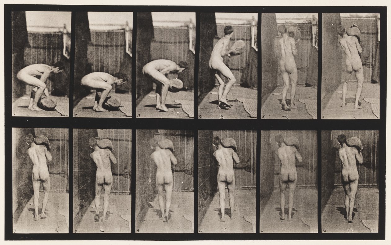 Plade 397. Løfte 75-lb. Sten på skulderen, 1872-1885 af Eadweard Muybridge