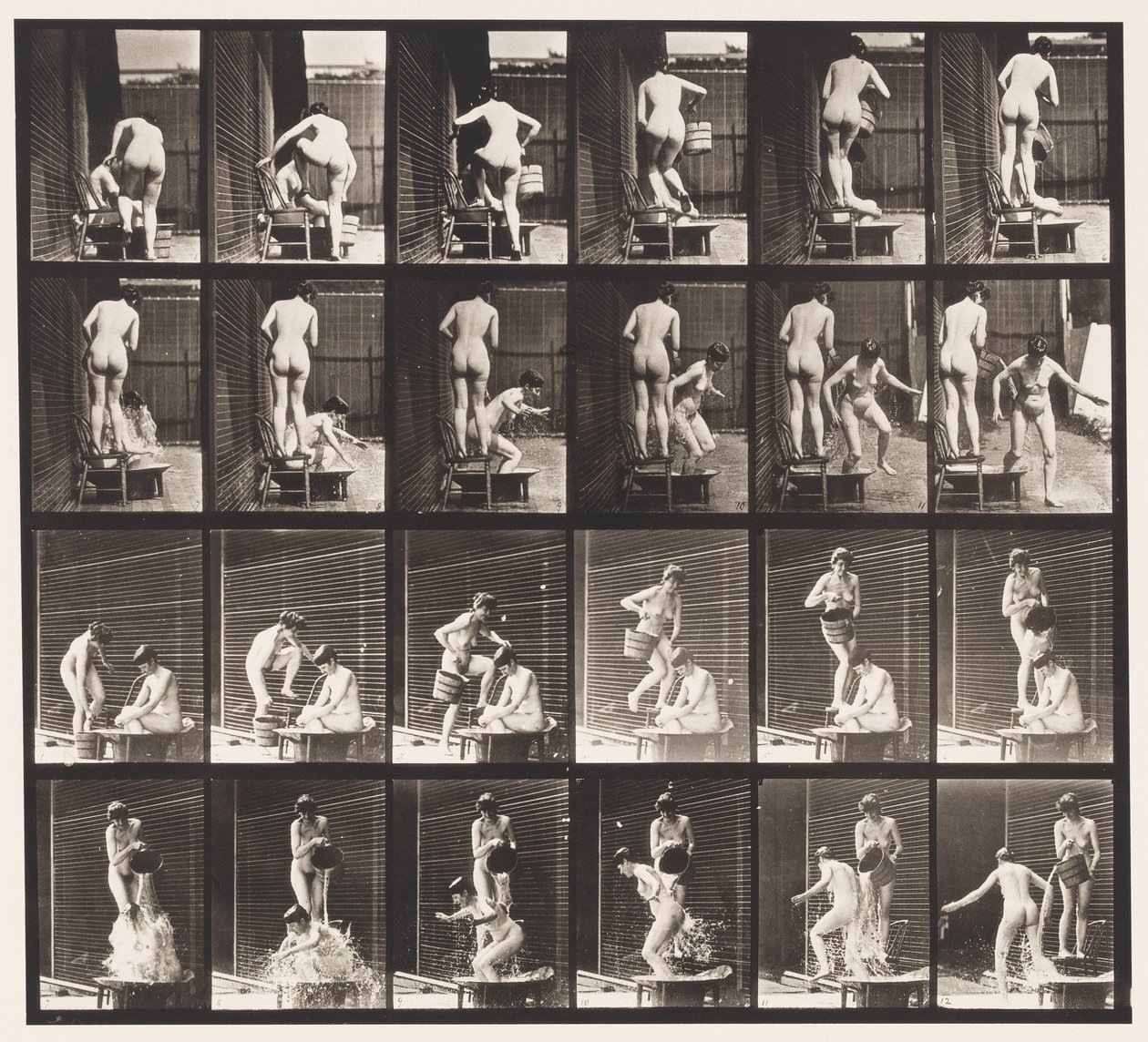 Plade 407. To modeller, 8 hældespand vand over 1 af Eadweard Muybridge