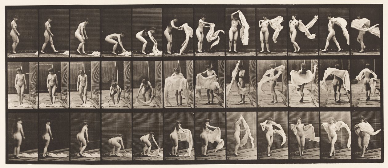 Tallerken 419. Toilet, Bøjet, Kasteomslag om skuldrene af Eadweard Muybridge
