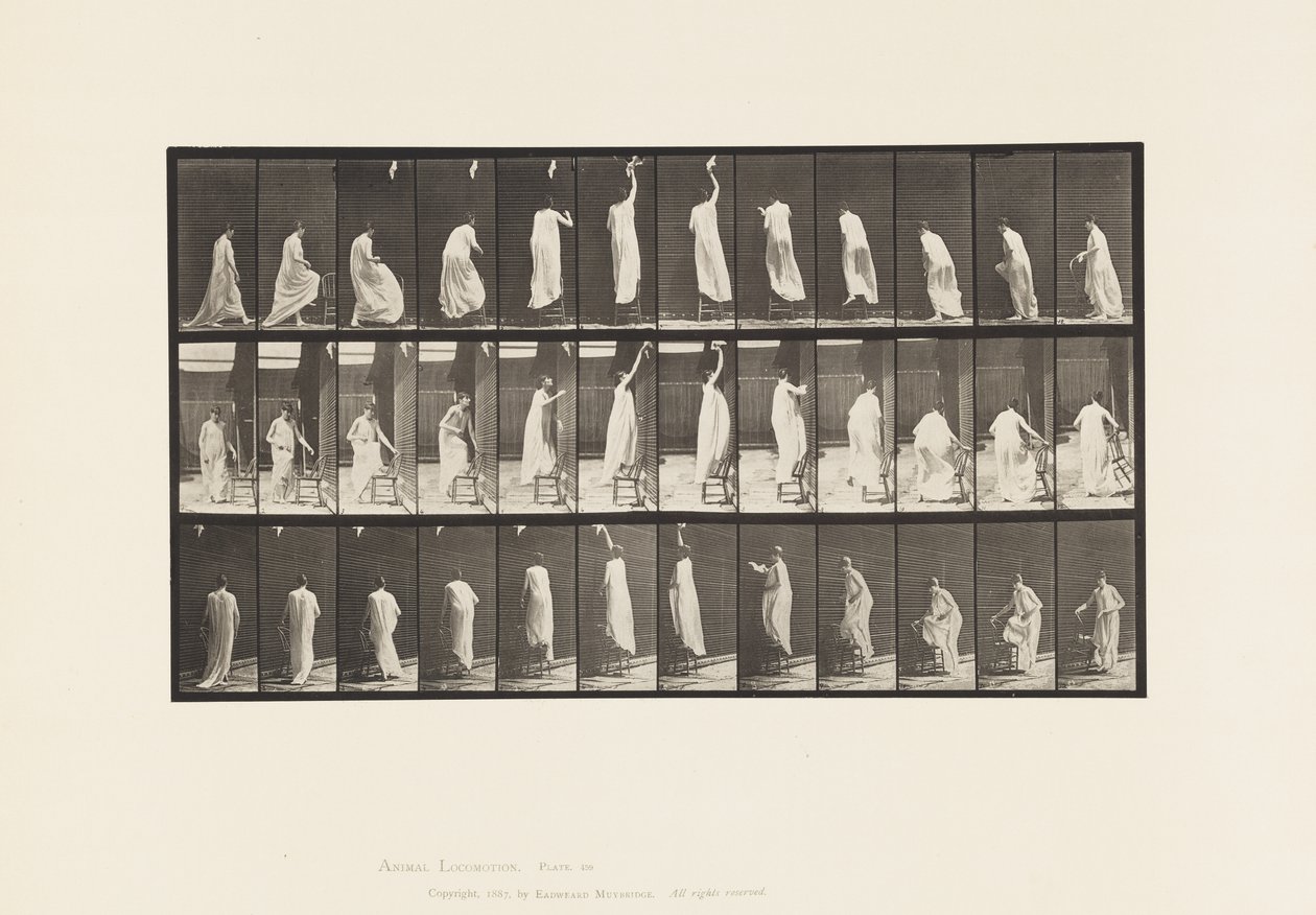 Tavle 459. At træde på stolen, række op og ned, 1885 af Eadweard Muybridge