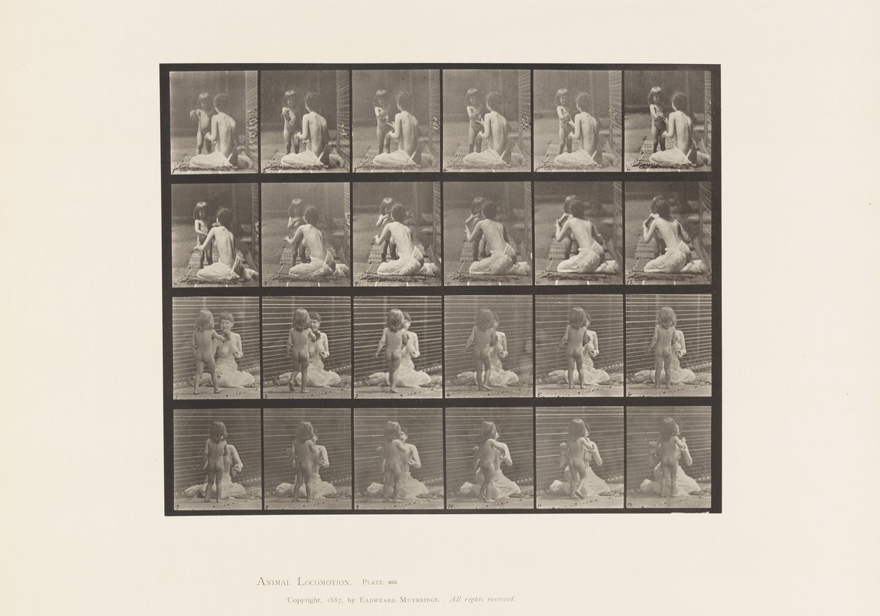 Plade 466. To modeller, Child 70N, bringer buket til 12, 1885 af Eadweard Muybridge
