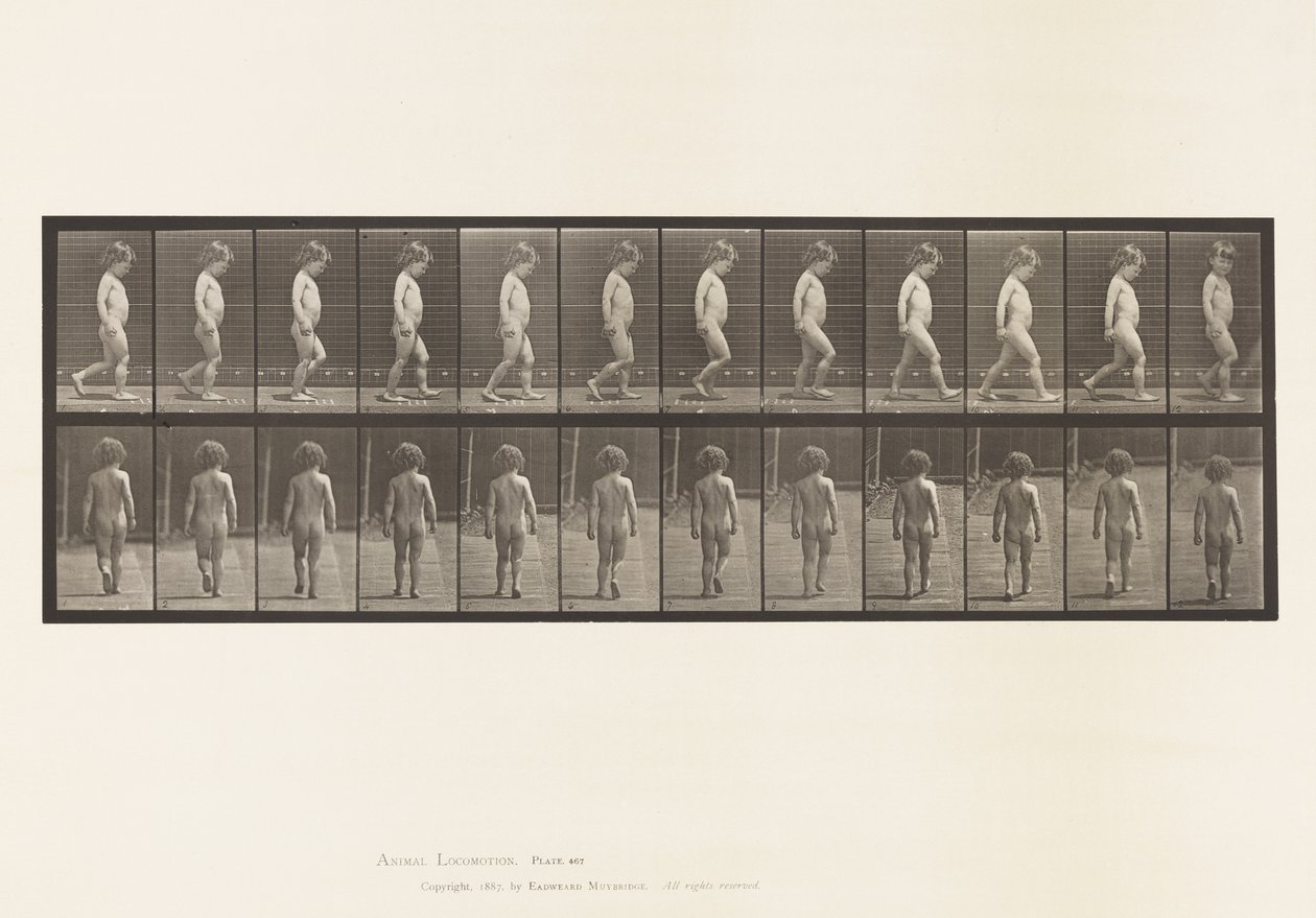 Tavle 467.Barn, gående, 1885 af Eadweard Muybridge