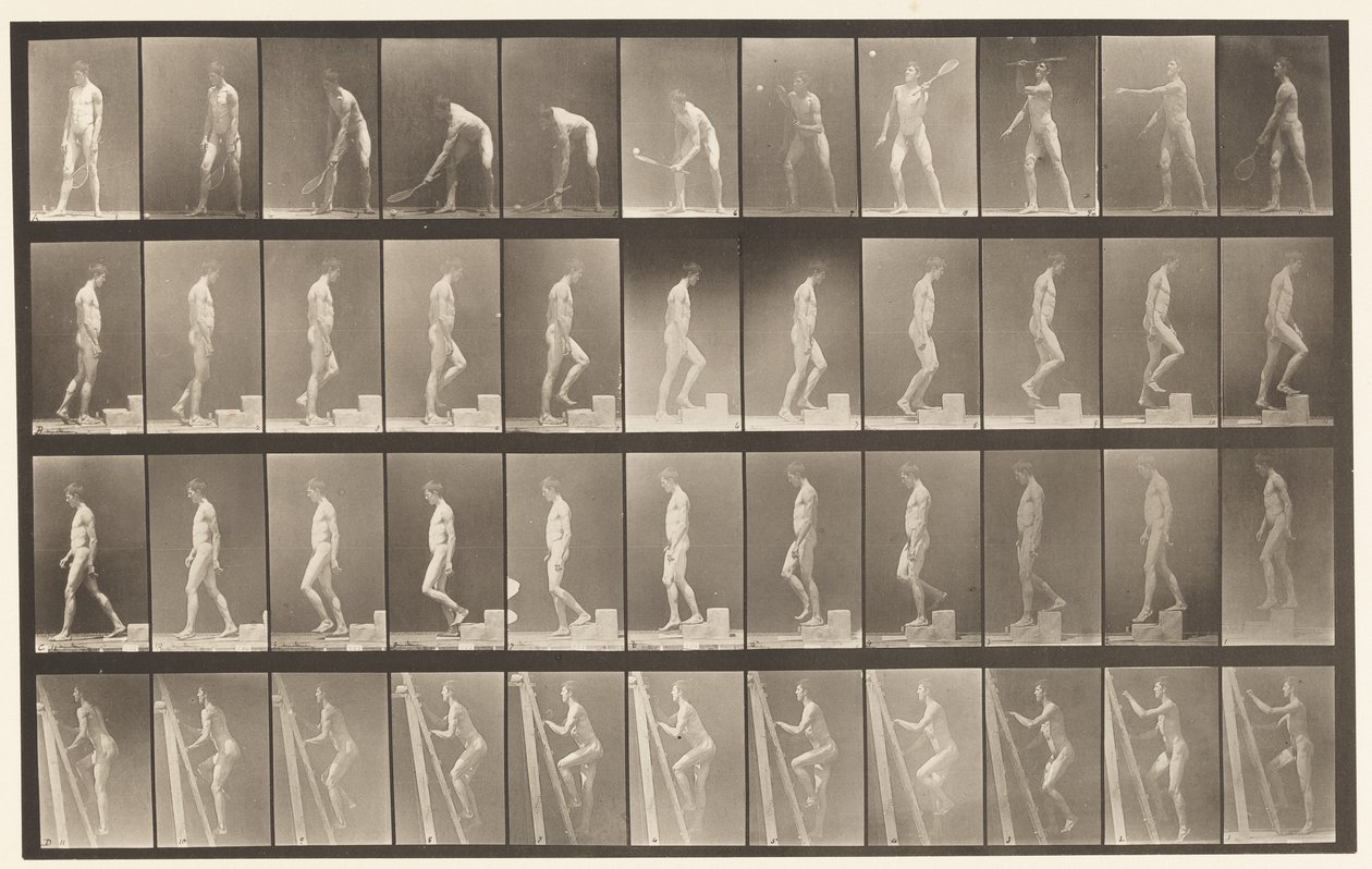 Plade 486. A, Plænetennis; B, Opstigende et Trin;, 1872-1885 af Eadweard Muybridge