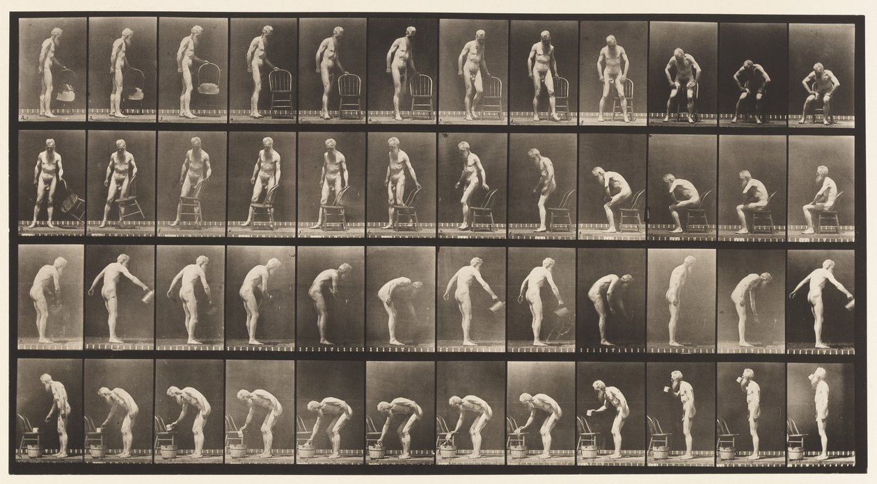 Tavle 490. A, Siddende; B, Siddende; C, Stænkvand af Eadweard Muybridge