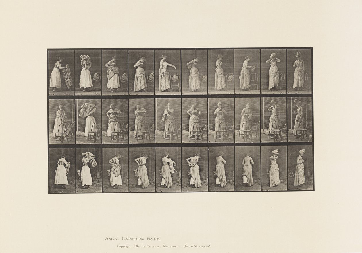 Plade 495. Diverse faser af toilettet af Eadweard Muybridge