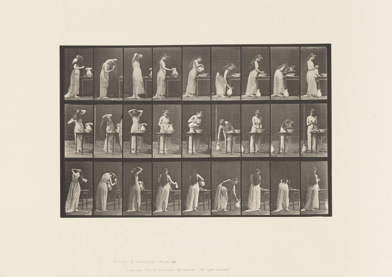 Plade 496. Diverse faser af toilettet, 1885 af Eadweard Muybridge
