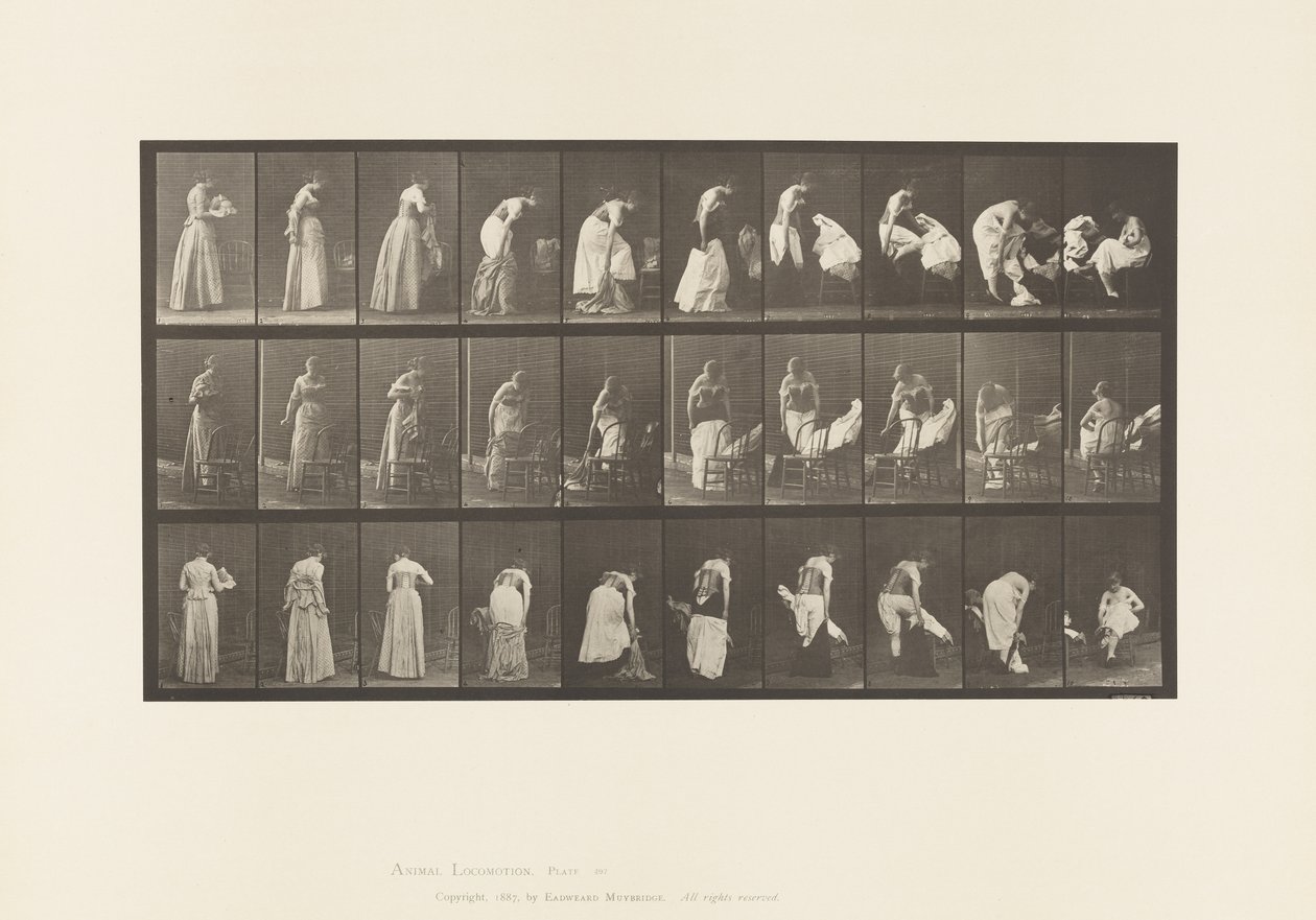 Plade 497. Diverse faser af toilettet, 1885 af Eadweard Muybridge