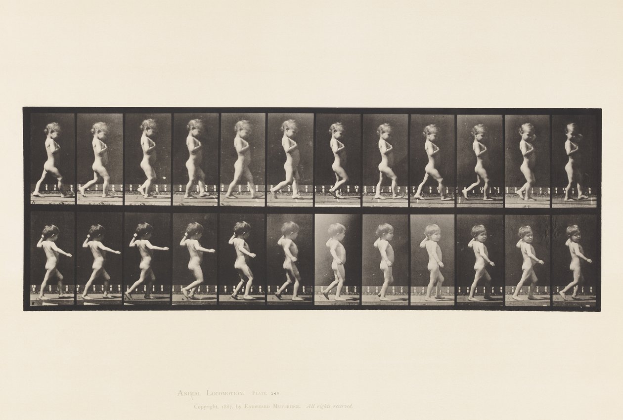 Plade 540.A, Bue Ben; Dreng; B, Spinal Caries; Pige går, 1885 af Eadweard Muybridge