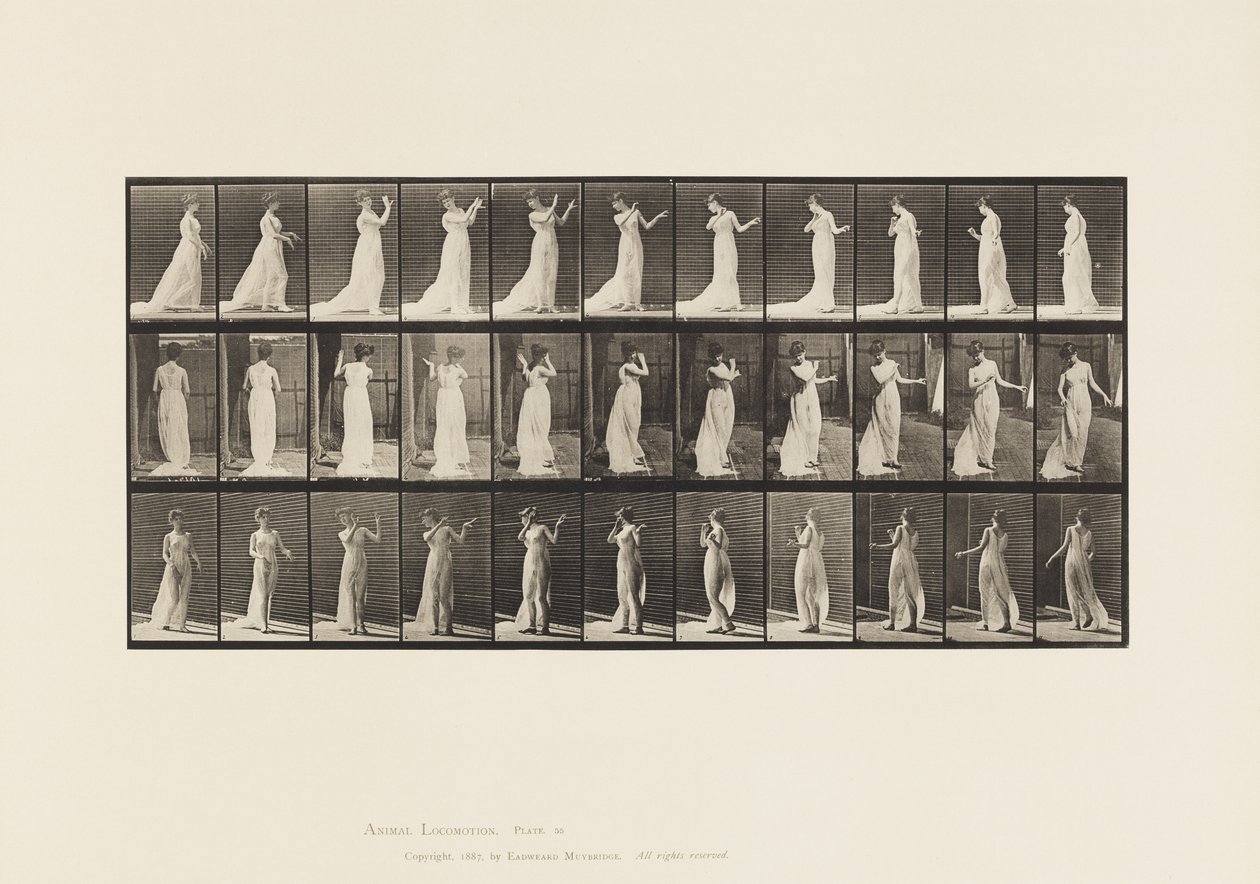 Plade 55. Walking, Turning Around, Action of Aversion, 1885 af Eadweard Muybridge