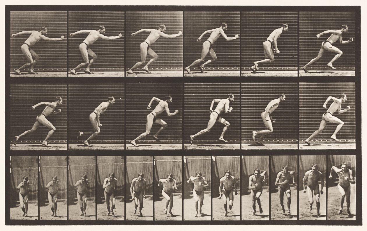Plade 59. Start til en løbetur (sko) af Eadweard Muybridge