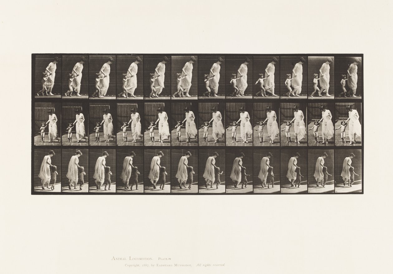 Plade 72. Løbende, ledende barn (70) i hånden af Eadweard Muybridge