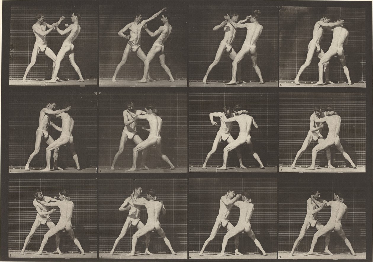 Tallerken nummer 340. Boksning, åben hånd (sko) af Eadweard Muybridge